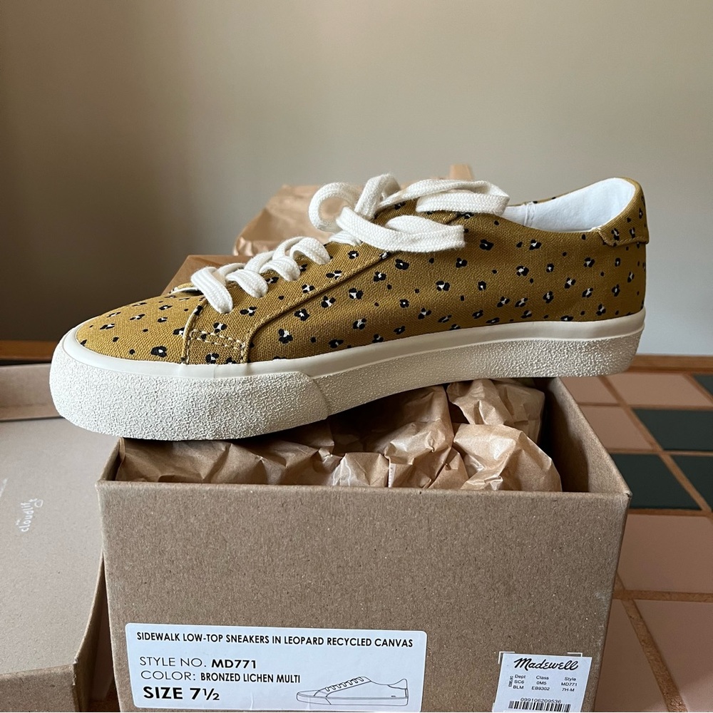 Madewell Bronzed Lichen Leopard Canvas Low-Top Sneakers